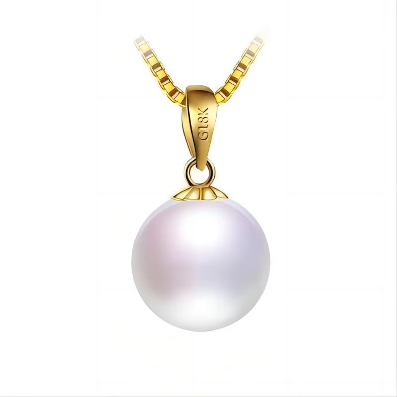 Freshwater River Pearl Necklace 18kt Gold 9-10mm