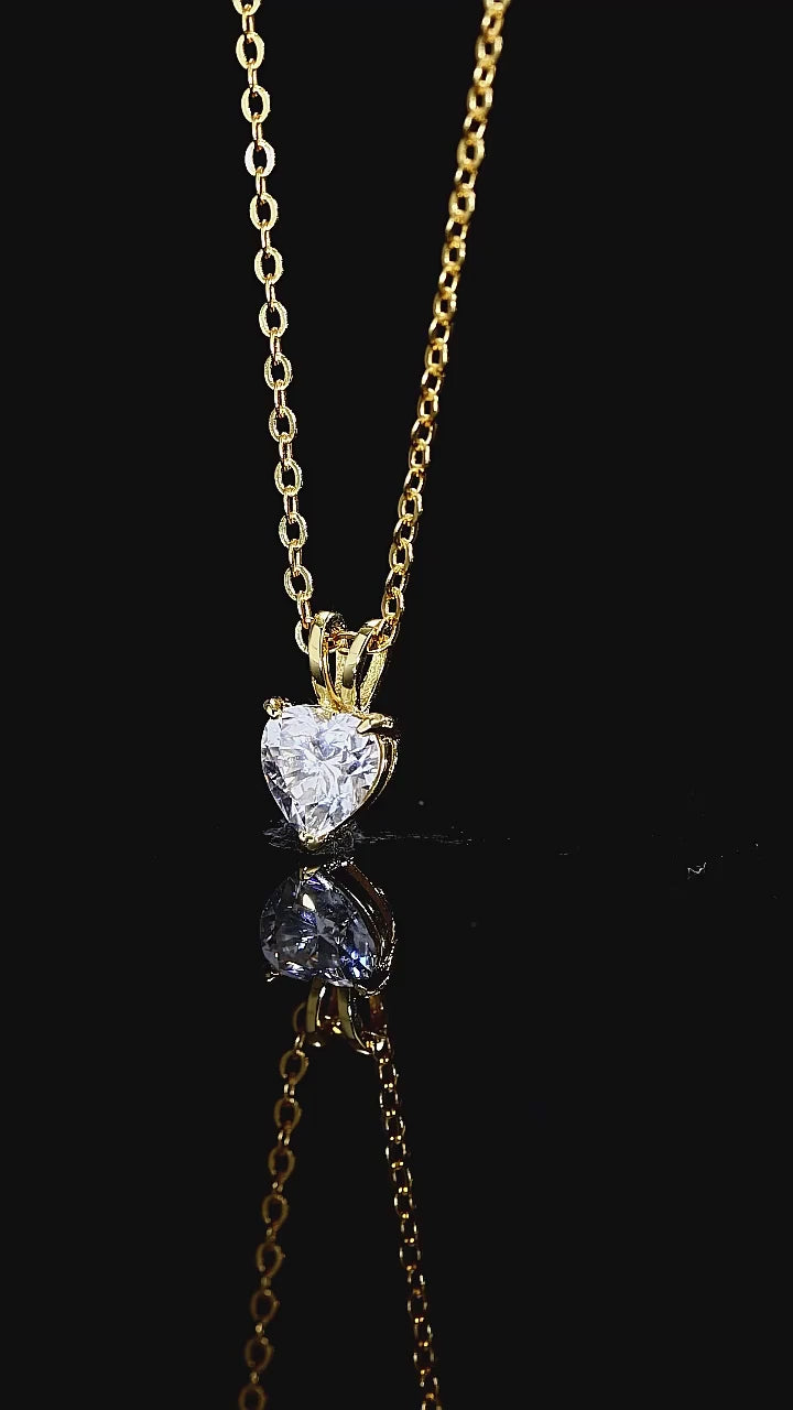 Heart Necklace Diamond Moissanite 1ct Gold Over Silver